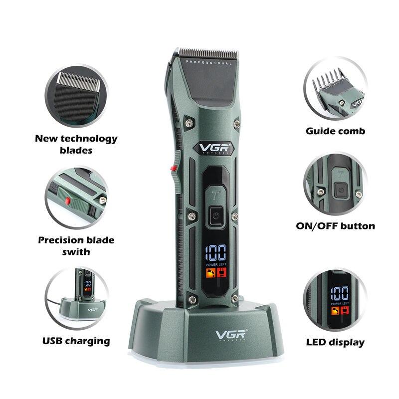 VGR Hair Clipper Professional Clipper Cordless Hair Cutting Machine Haircut Machine Rechargeable Hair Trimmer for Men V-696 VGR Hair Clipper Professional Clipper Cordless Hair Cutting Machine Haircut Machine Rechargeable Hair Trimmer for Men V-696
